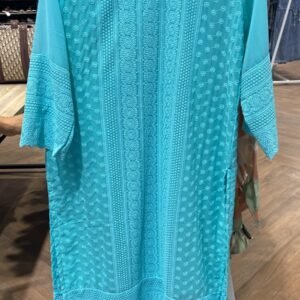 Women's Turquoise Embroidered Kurti - XL
